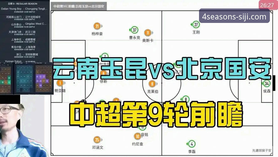 中超第9轮惊天逆转！云南玉昆3-3北京国安，四季网站官方带你回顾这场进球大战